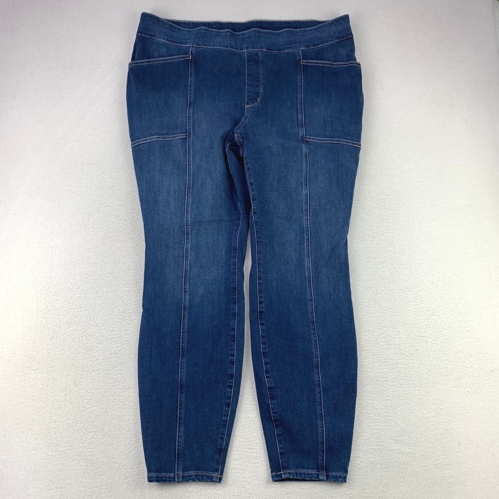Duluth Trading Jegging Jeans Womens 18‎ Blue Skinny Pull On Seam Detail Stretch